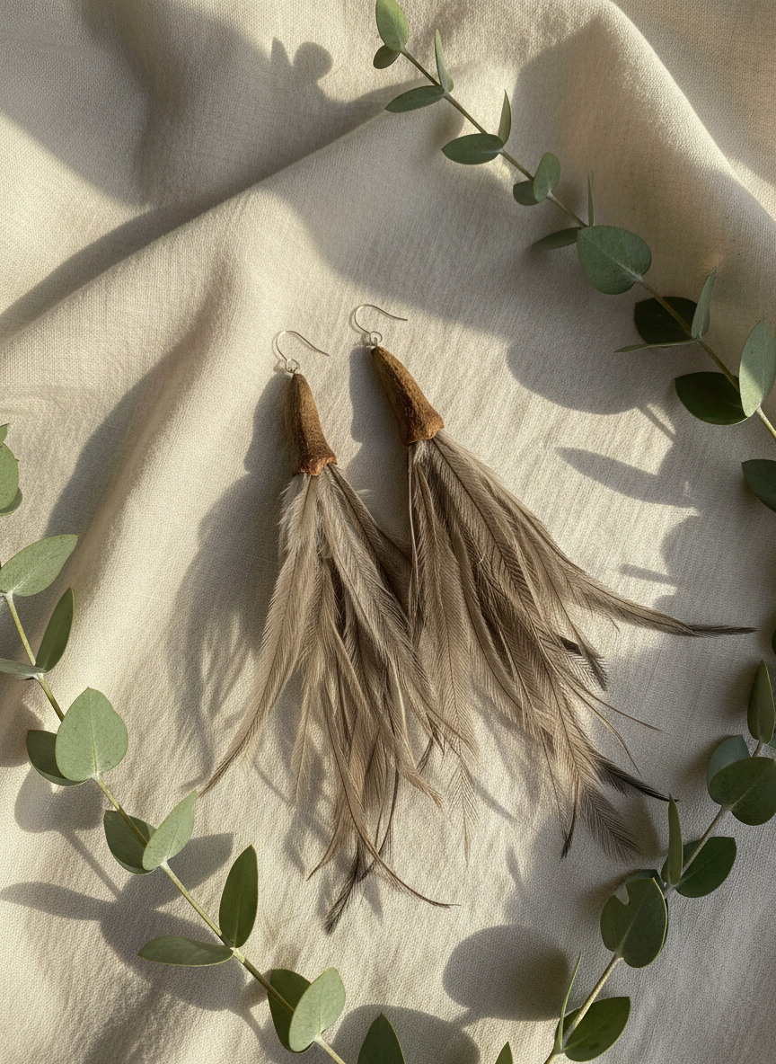 Emu feather earrings (plain)