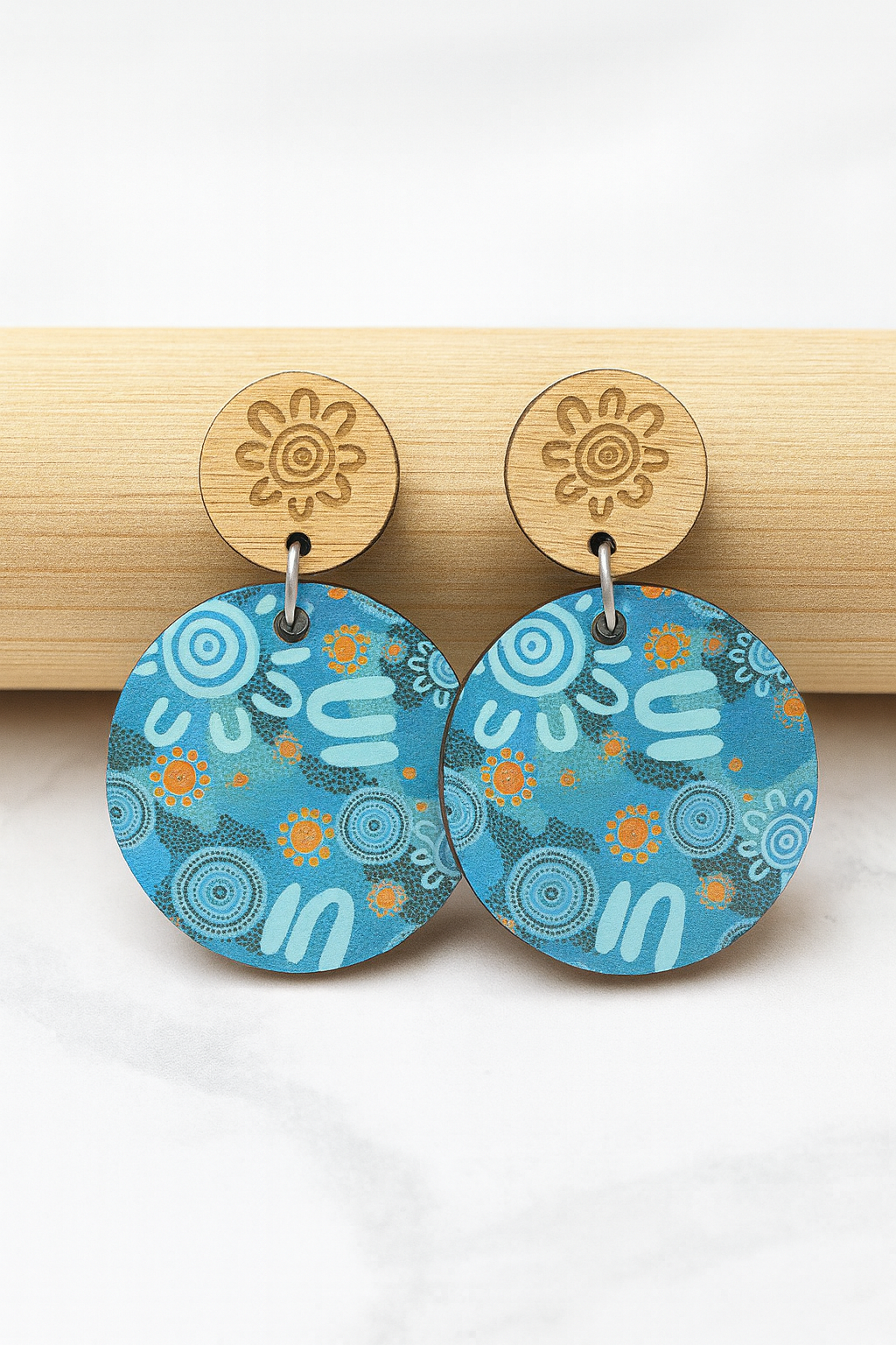 Printed stud earring